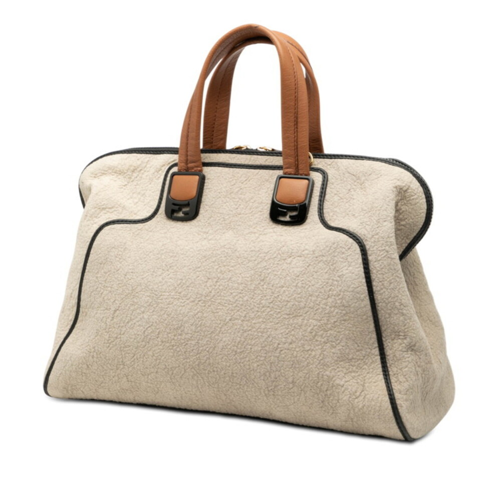 Fendi Chameleon Handbag 8BL110 Beige Pile Leather Women's FENDI - Picture 2 of 8